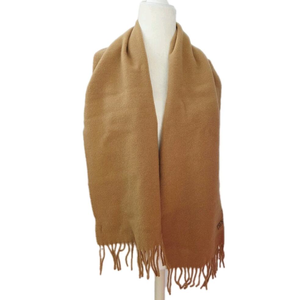 New! Trussardi Collection Lambs Wool Scarf Shawl Luxury Italy Wrap Unisex Tan
